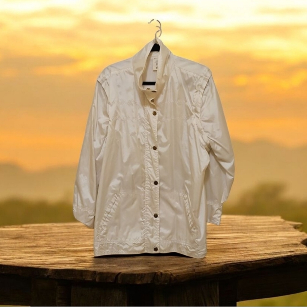White Jacket By ACTIVEOLOGY Button Up Wind Breaker Size 1X Arms Zip Off For VEST